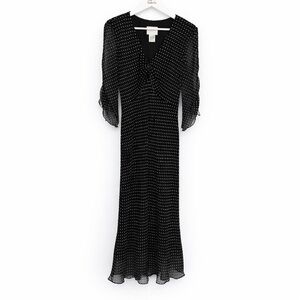 Vision Apparel Vintage Polka Dot Dress Midi Sheer Y2K Silk Size 12